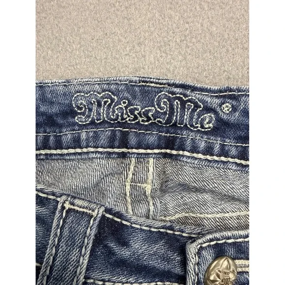 Miss Me Jeans Women 27 Blue MP7299S Mid-Rise Skinny Embellished Flap Pocket - Picture 4 of 16